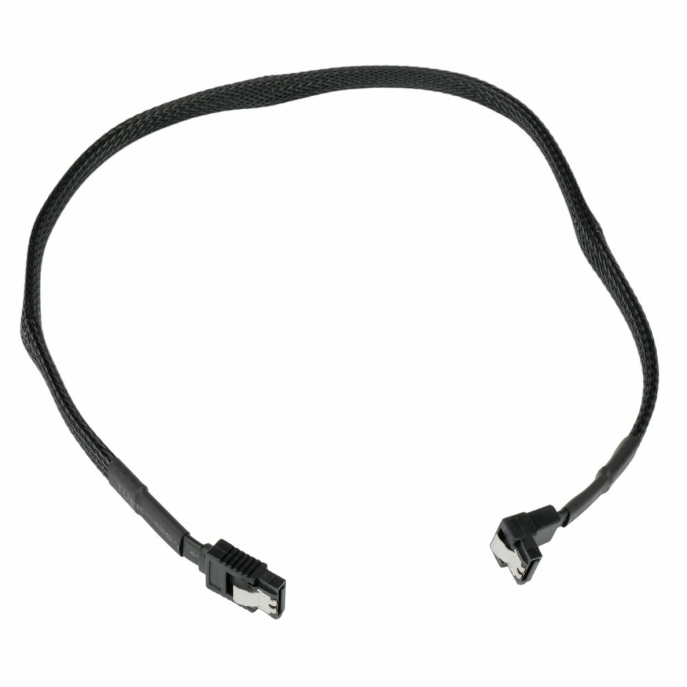 Кабель интерфейсный SATA  50см, Cablexpert, угловой, защелка, оплетка, черный