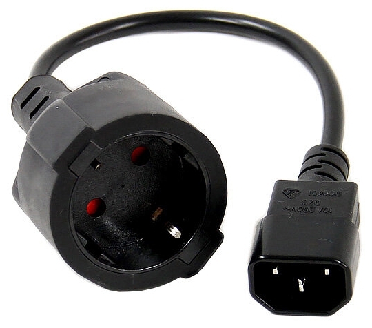 Кабель питания 220V Euro - C14, VCOM CE002-CU0.75-0.15M, черный
