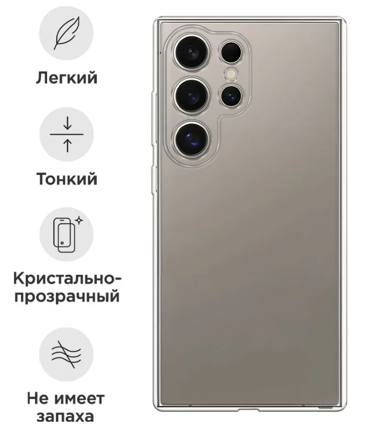 Чехол для смартфона Samsung Galaxy S25 Ultra - силиконовый прозрачный