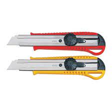 Нож Deli E2044 шир.лез.18мм фиксатор усиленный сталь ассорти блистер