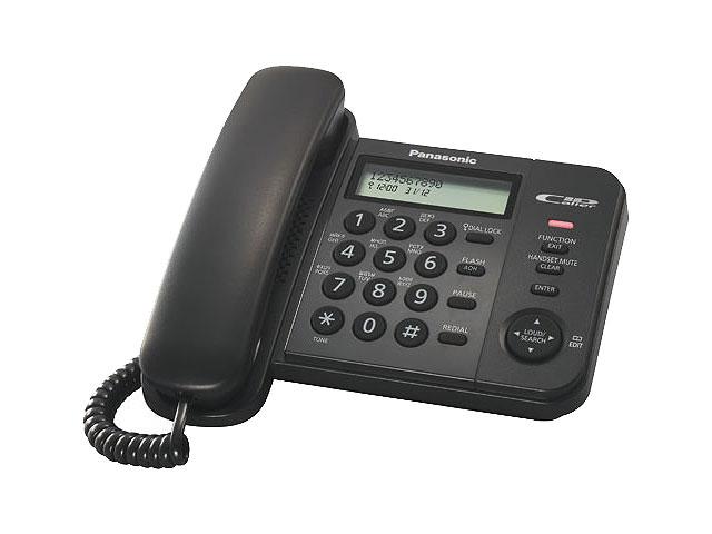 Телефон проводной Panasonic KX-TS 2358 RUB (АОН, спикерфон, черный)