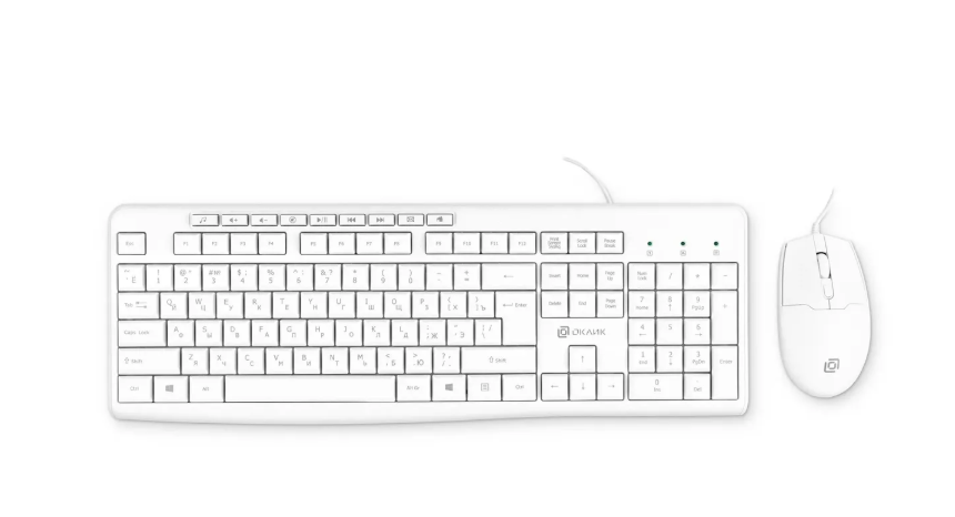 Комплект проводной (клавиатура+мышь) Оклик S650 Multimedia белый