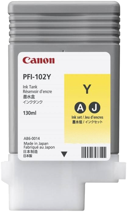 Картридж струйный Canon PFI-102Y для IPF 500/600/700/750, жёлтый
