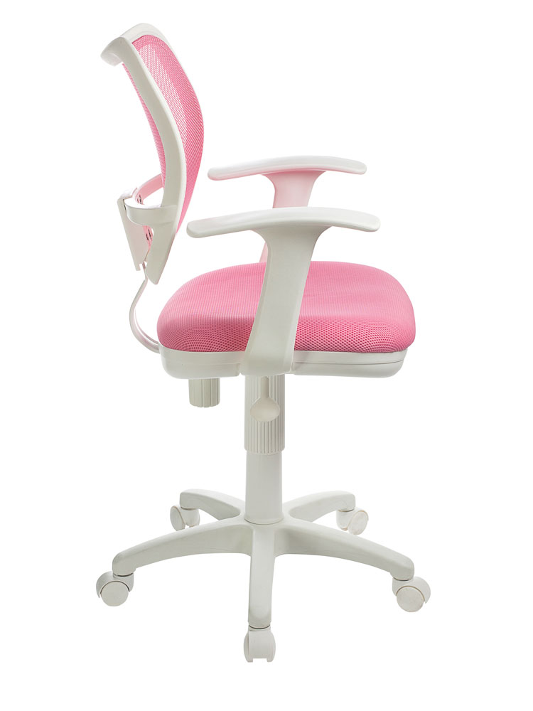 Кресло Бюрократ CH-W797 (сетка/ткань, пруж.-винт. мех. качания, крест. пластик, до 100 кг) Бело-розовый