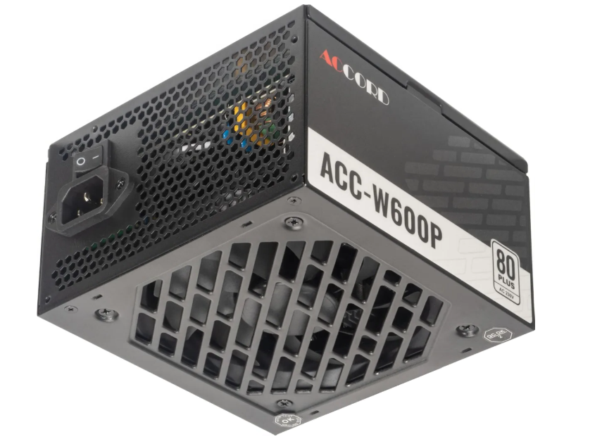 Блок питания .600W Accord ACC-W600P 80 PLUS WHITE 120mm, черный