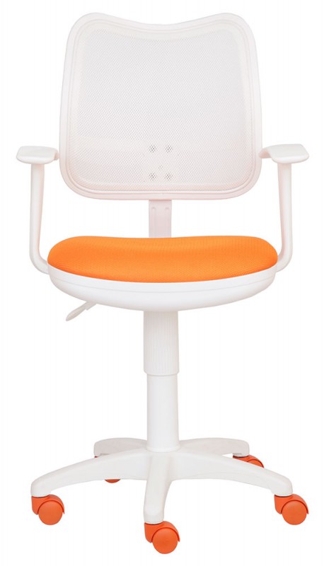 Кресло Бюрократ CH-W797 (сетка/ткань, пруж.-винт. мех. качания, крест. пластик, до 100 кг) Бело-оранжевый