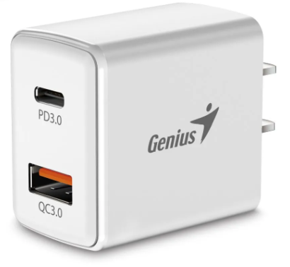 Сетевое зарядное устройство Genius PD-20AC 20W USB-A USB-C белый
