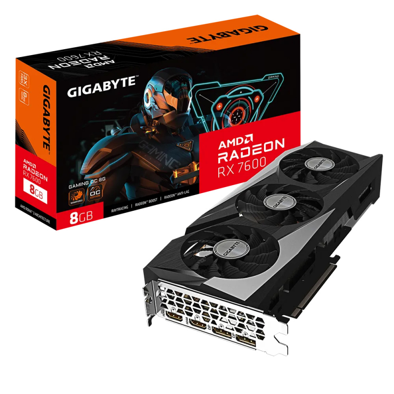 Видеокарта 8Gb GIGABYTE GV-R76GAMING OC-8GD (RX7600) GDDR6 128bit HDMI DP