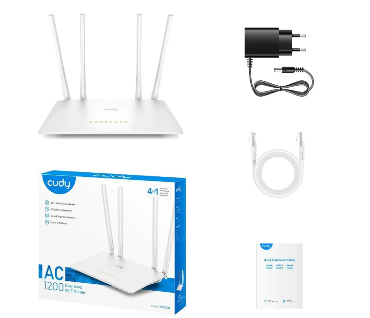 Wi-Fi роутер Cudy WR1200 AC1200 100 Мбит/с белый