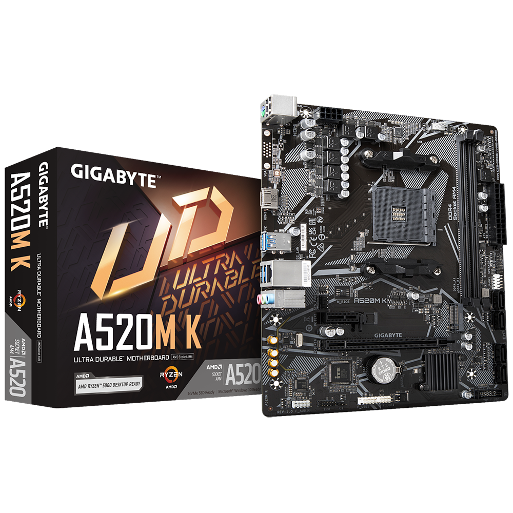 Материнская плата Socket AM4 Gigabyte A520M K (A520) 2*DDR4 HDMI mATX