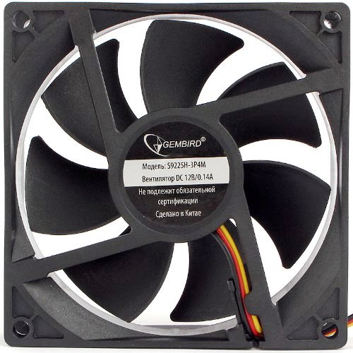 Вентилятор для корпуса 92mm Gembird S9225H-3P4M (3 pin/4pin Molex, провод 30cm)