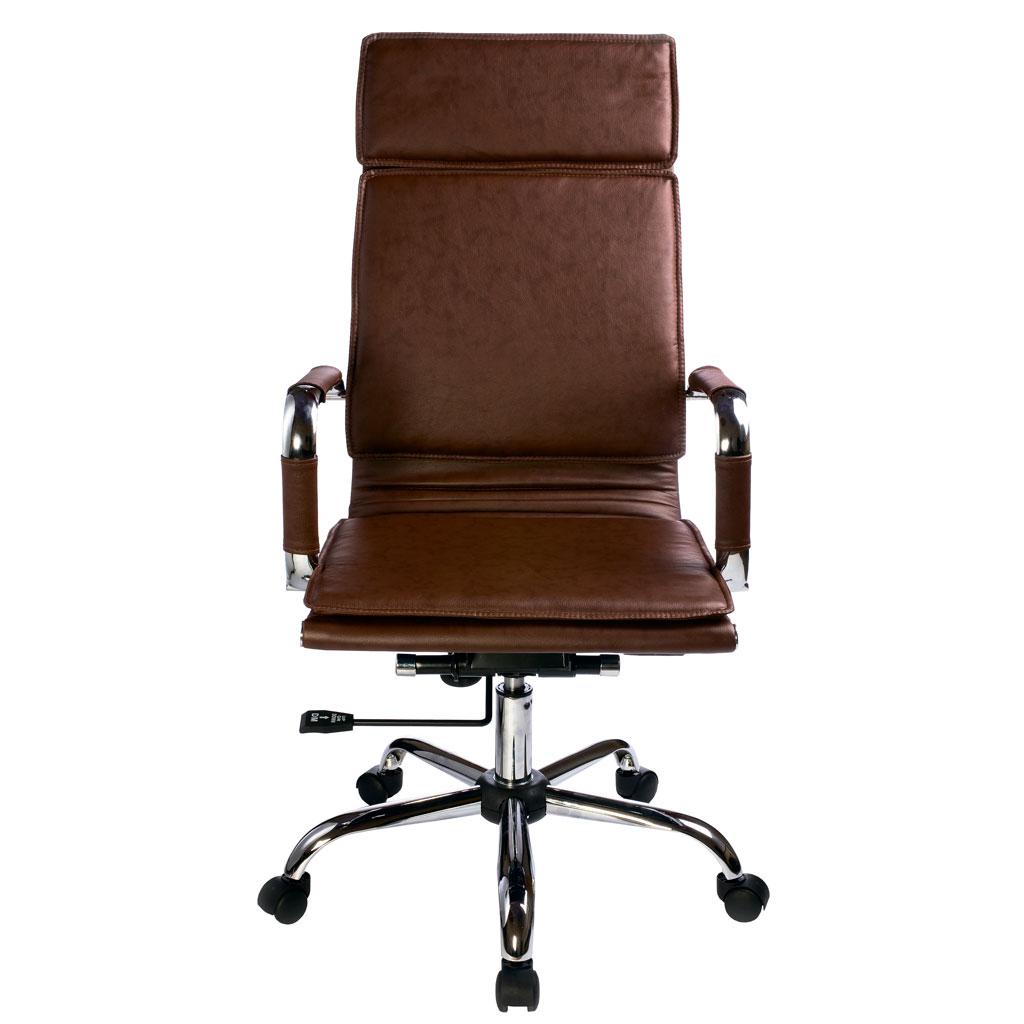 Кресло Бюрократ CH-993 (эко.кожа, мех. качания, крест. металл хром, до 120 кг) Коричневый