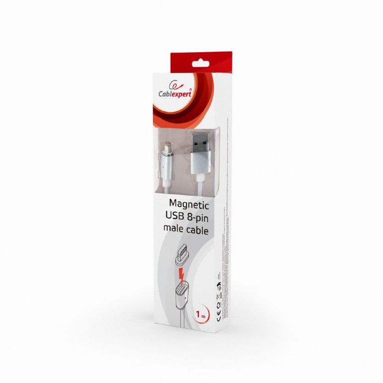 Кабель магнитный USB-A - Lightning, 1.0м, Cablexpert, алюминиевые разъемы, коробка
