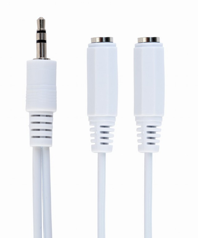 Кабель-переходник 3.5Jack (m)  --  2*3.5Jack (f), 0.1м, Cablexpert (разветвитель аудио) white