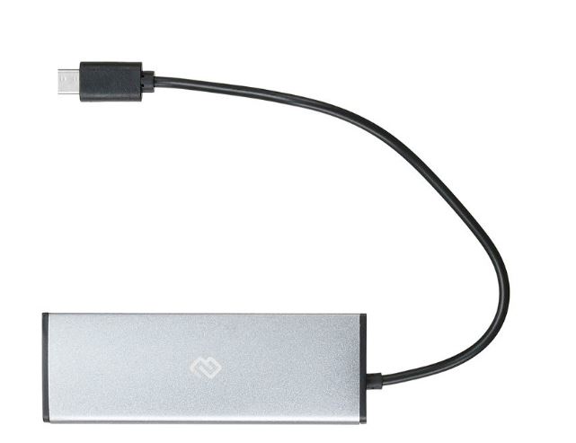 Концентратор USB-C - 4-port USB2.0, Digma HUB-4U2.0-UC-DS, серебристый