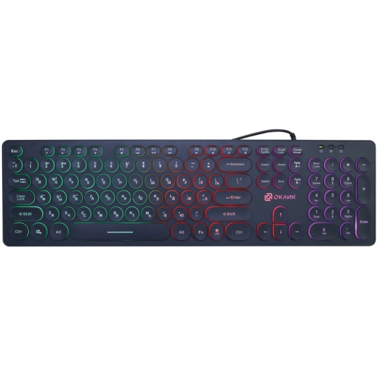 Клавиатура проводная Oklick 420MRL Slim Rainbow Led черный