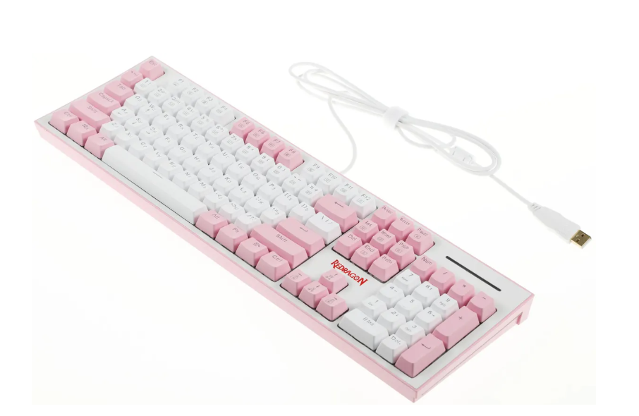 Клавиатура проводная Redragon Hades Games (механика, регулируемая белая подсветка, переключатели OUTEMU Brown) White Pink