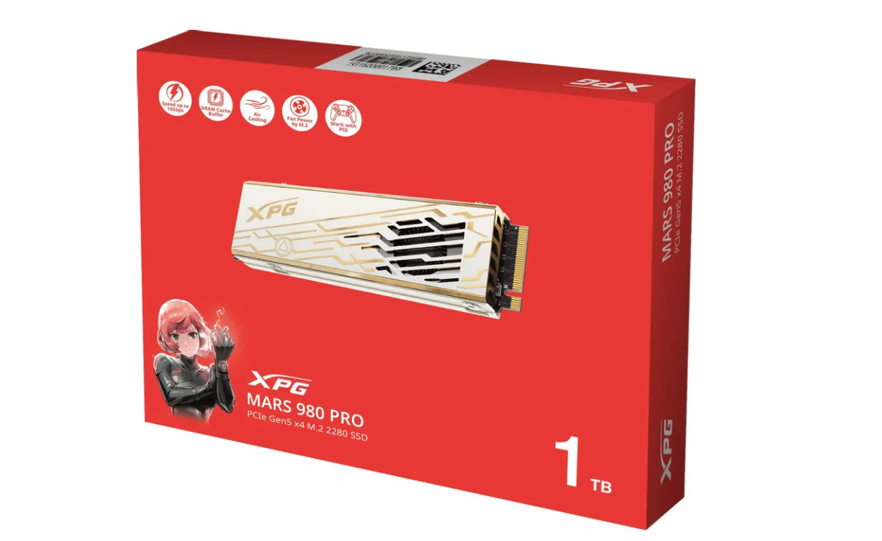 Накопитель SSD M.2 1Tb ADATA XPG MARS 980 PRO (PCI-E 5.0 x4, 14000/10000 Мбайт/сек)