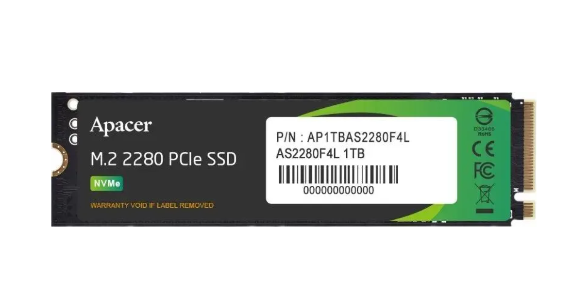 Накопитель SSD M.2 1Tb Apacer AS2280F4 (PCI-E 5.0 x4, 11500/900 Мбайт/сек)