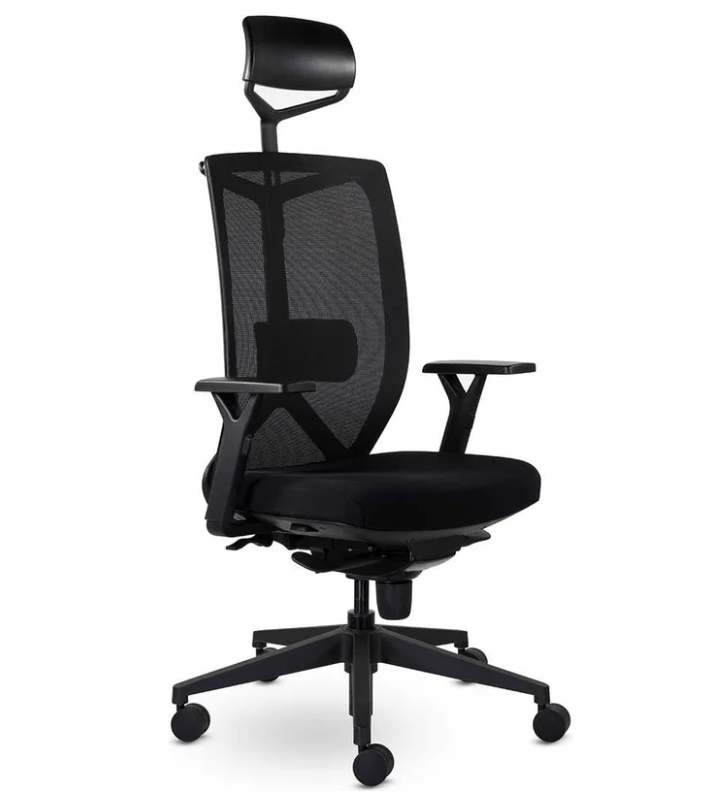 Кресло UTFC Профи М-900 с подголовником черный пластик (черный) (пятилучье Профи серое металлич)