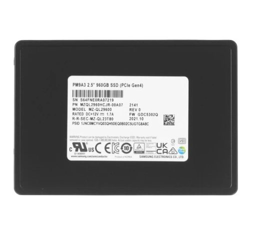 Накопитель SSD M.2 .960Gb Samsung PM9A3 (PCI-E 4.0 x4, 6500/1500 Мбайт/сек)
