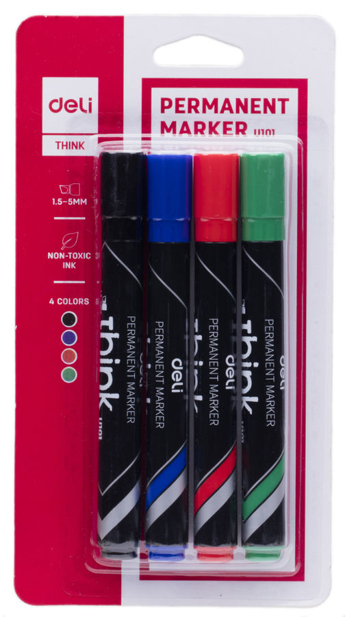 Маркер Deli EU10101 Think скошенный пиш. наконечник 1.5-5мм 4цв.