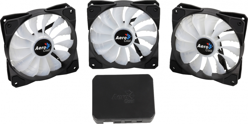 Комплект вентиляторов Aerocool P7-F12 PRO (3*120мм, подстветка, 120x120x25мм, 14дБ, 1200об/мин)