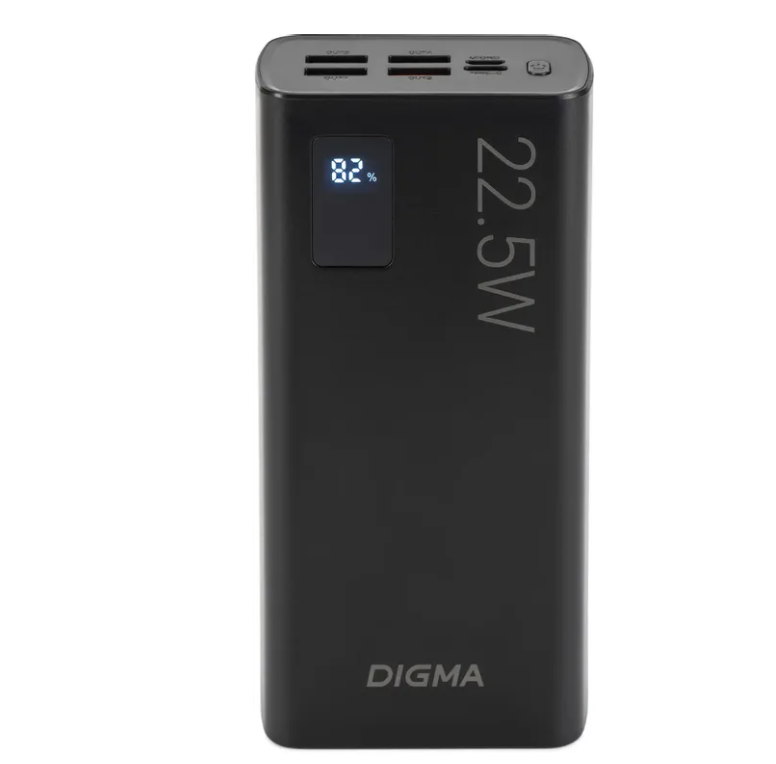 Внешний аккумулятор 30000 mAh_ Digma DGPF30A QC3.0/PD3.0 22.5W 3A 4xUSB-A/USB-C черный