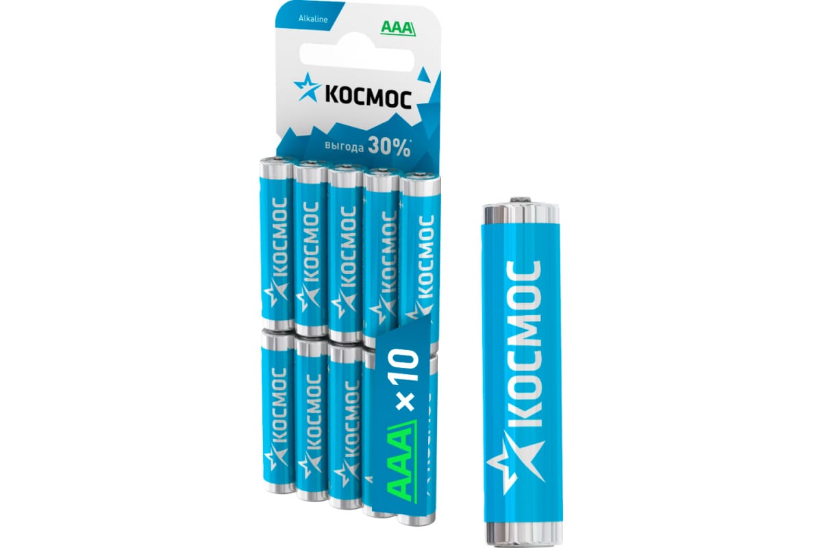 Элемент питания AAA, 1.5V, 10шт, Космос LR03