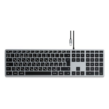 Клавиатура проводная Satechi Slim W3 USB-C Wired Keyboard (алюминиевый корпус, подсветка с тремя уровнями) Space Gray
