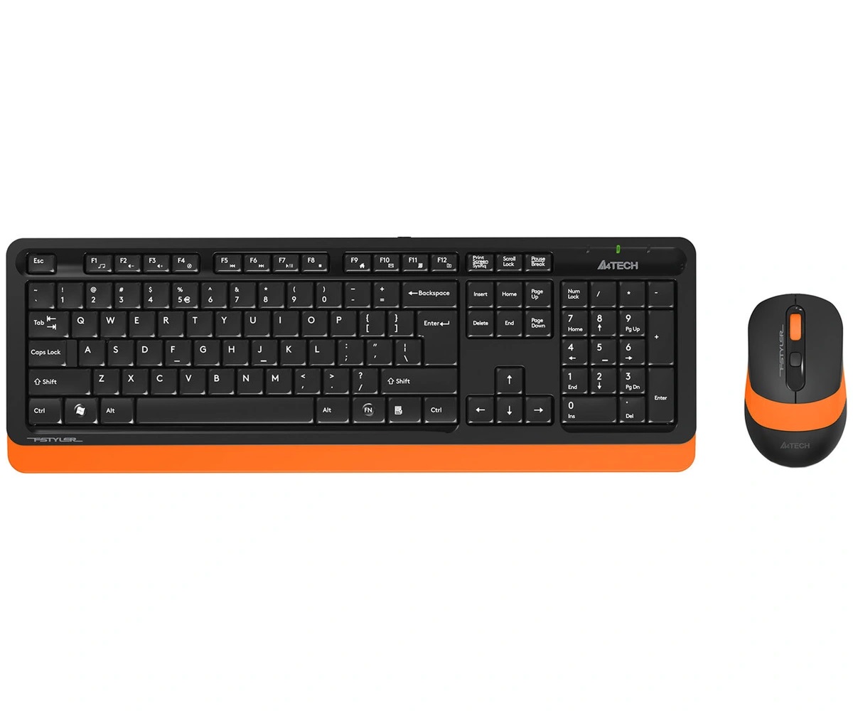 Комплект беспроводной (клавиатура+мышь) A4Tech Fstyler FG1010 Wireless черный/оранжевый