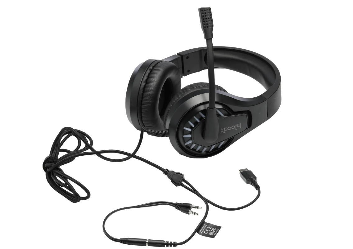 Наушники проводные A4Tech Bloody G230P (микрофон, 20 Гц - 20 кГц, подсветка Neon, 3.5 мм для аудио, 