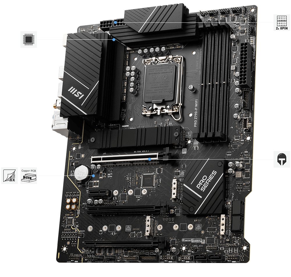 Материнская плата Socket-1700 MSI PRO Z790-P WIFI (Z790) 4*DDR5 HDMI DP ATX