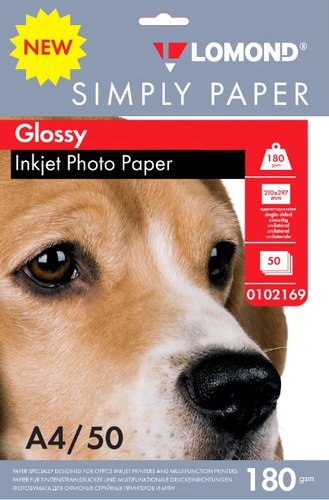 Бумага Lomond [A4] глянцевая, 180гр/м2, 50л (Simply Papers)