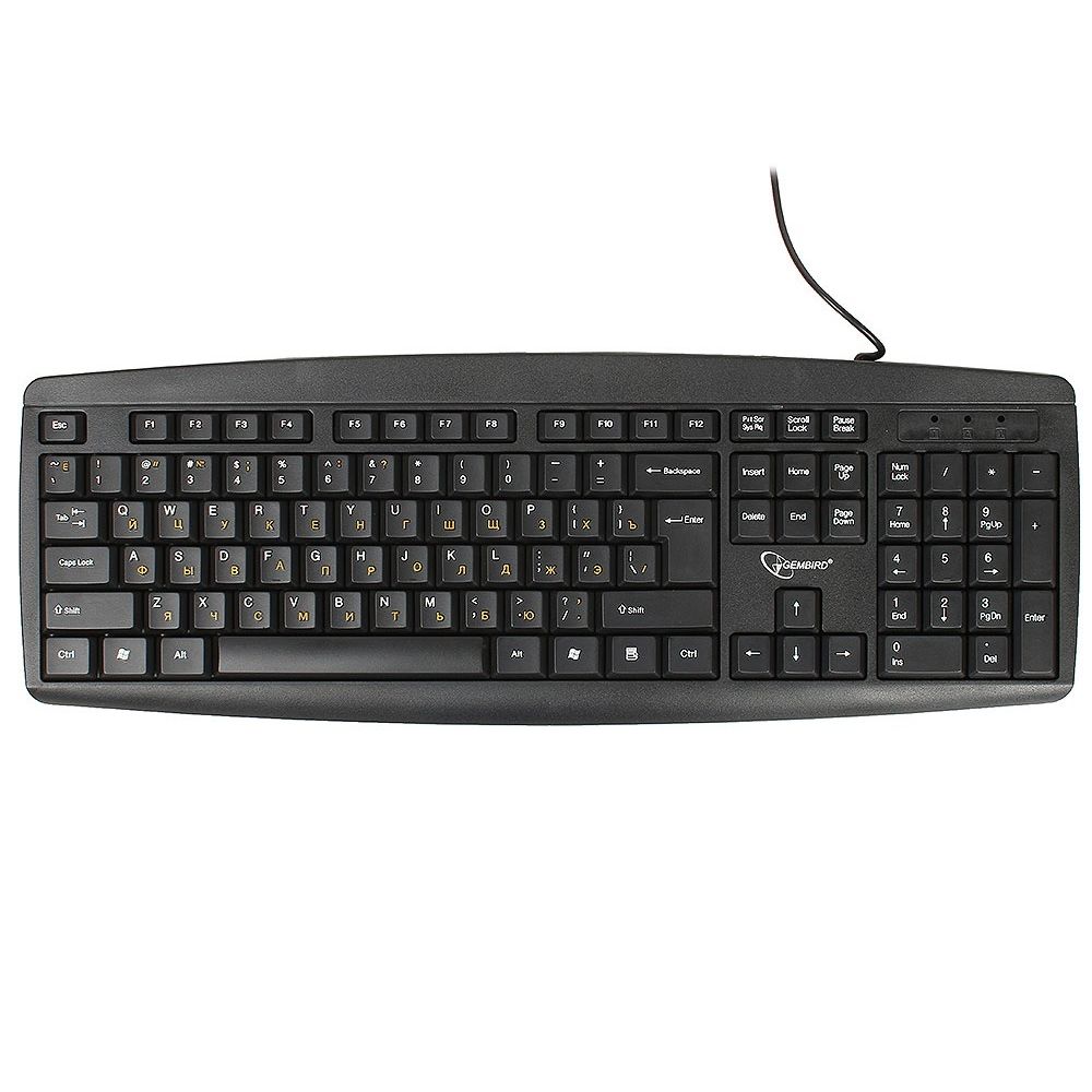 Клавиатура проводная Gembird KB-8351U (желтая кир.) Black