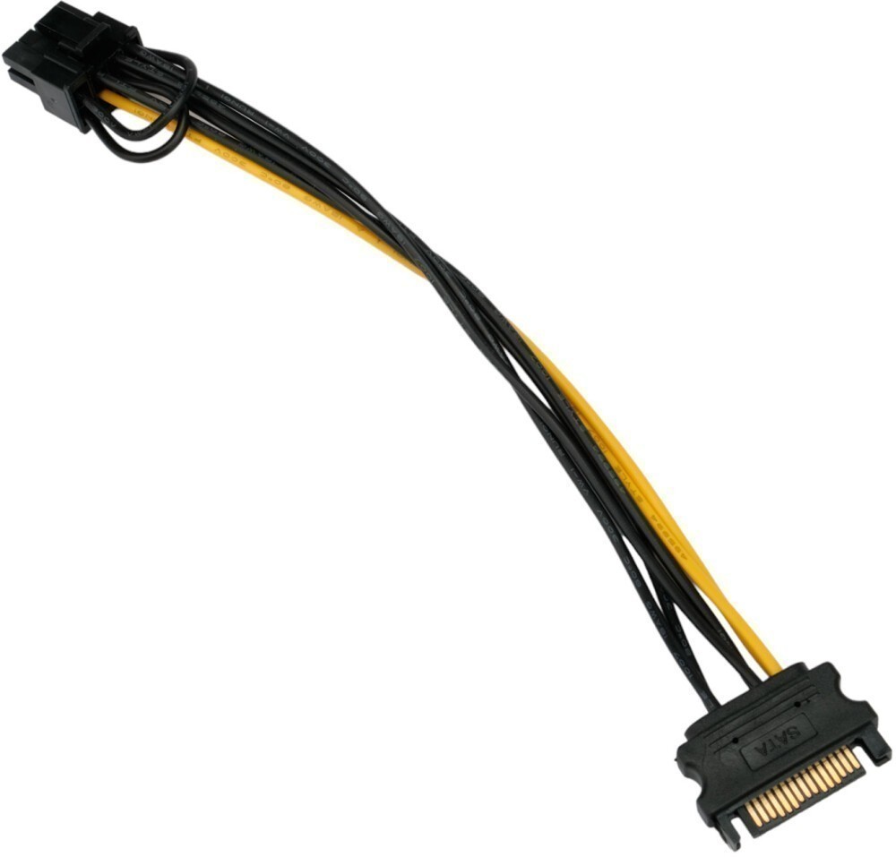 Кабель-удлинитель 6+2pin PCI-E (f) --> SATA (m) 20см, Cablexpert CC-PCIE-SATA-20CM