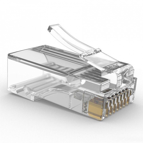 Коннектор RJ-45, кат.5,  10шт. со сквозным отверстием