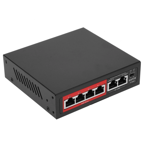 Коммутатор 6 port NETIS P106C 100 Мбит/с 4*PoE черный