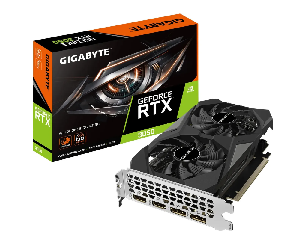 Видеокарта .6Gb GIGABYTE GV-N3050WF2OCV2-6GD (RTX3050) GDDR6 HDMI DP