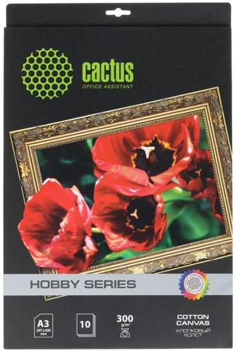 Бумага Cactus [A3] Холст, белый хлопок для струйной печати, 260гр/м2, 10л