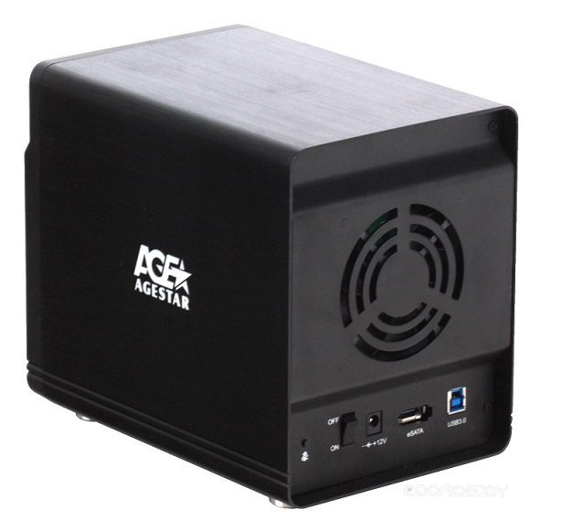 Внешний контейнер USB3.0 -> SATA 3.5", AgeStar 3C4B3A1, LCD, блок питания, алюминий, чёрный