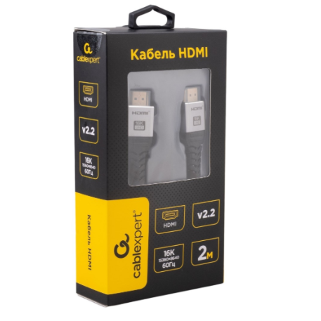 Кабель соединительный HDMI (m) < - > HDMI (m)  2.0м, ver 2.2, Cablexpert, экранированный, нейлон.опл