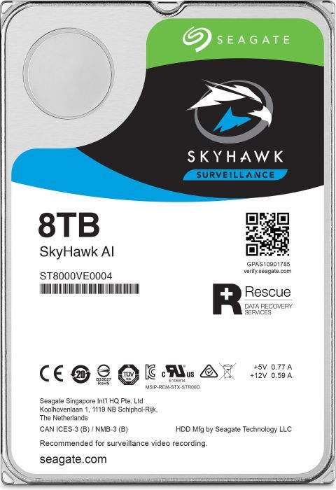 Жесткий диск SATA 8Tb Seagate SkyHawk AI 7200rpm 256Mb SATA-3