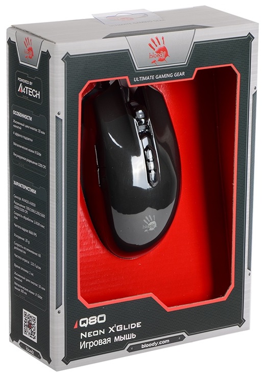 Мышь проводная A4Tech Bloody Q80 6200dpi черный