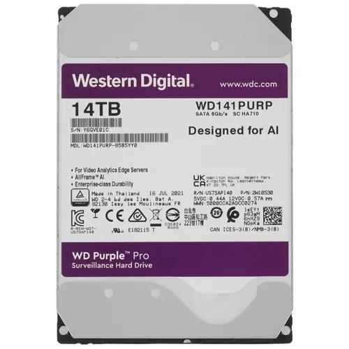 Жесткий диск SATA 14Tb WD Purple Pro 7200rpm 512Mb SATA-3
