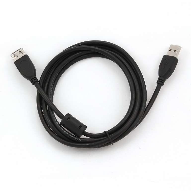 Кабель USB2.0 Am < - > Af удлинительный  1.8м, Cablexpert, экран, феррит.кольцо, черный