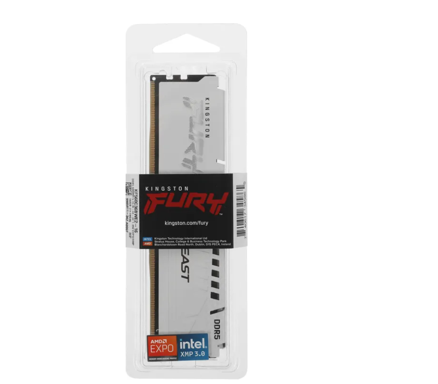 Модуль памяти DDR5 16Gb 6000MHz Kingston FURY Beast White (KF560C36BWE2-16)