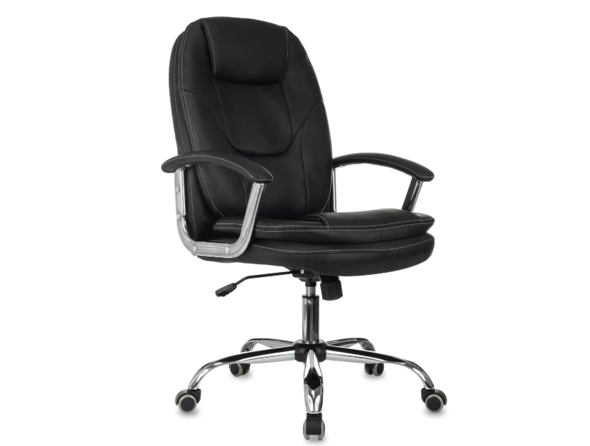 Кресло Бюрократ CH-868SL (экокожа, хромированная крестовина, хромированные подлокотники) Черный