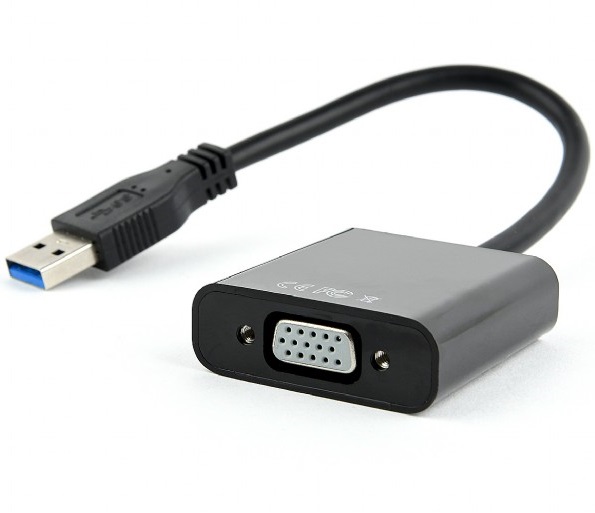 Кабель-переходник USB3.0-A (m) < - > VGA, Cablexpert AB-U3M-VGAF-01 (для подключения монитора через USB) black