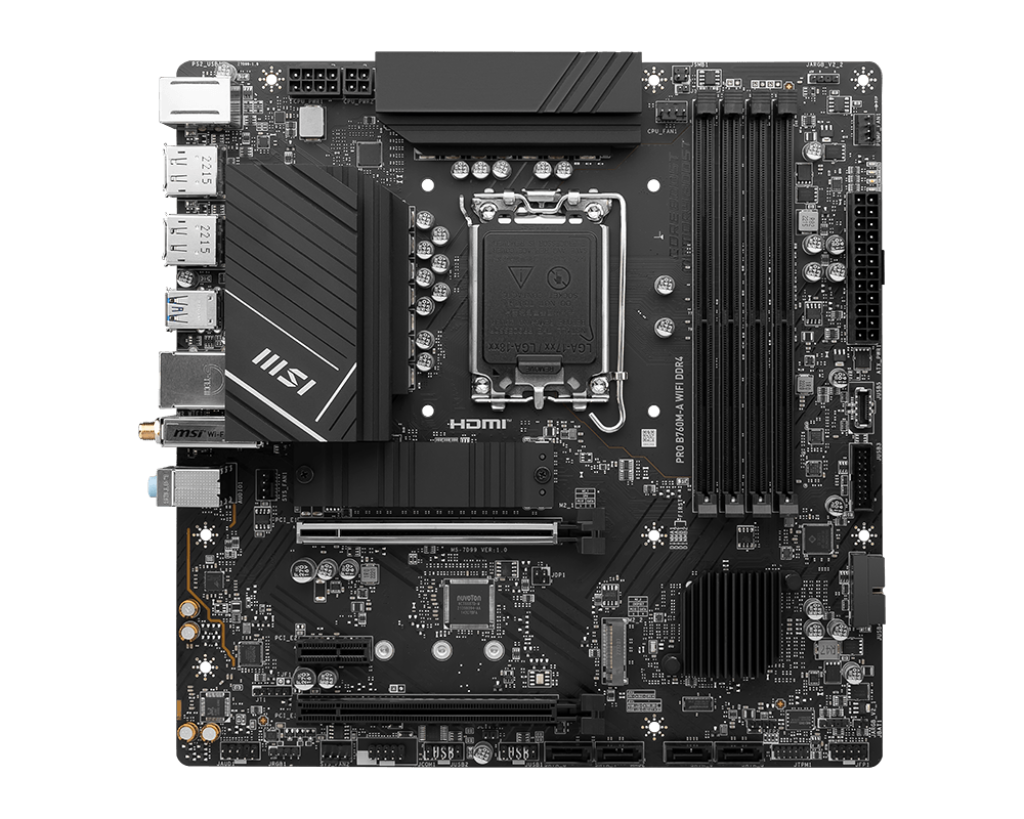 Материнская плата Socket-1700 MSI PRO B760M-A WIFI DDR4 (B760) 4xDDR4 M.2 HDMI DP mATX